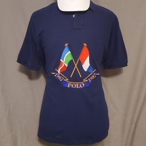 Ralph Lauren Polo Navy Blue Cross Flags Shirt